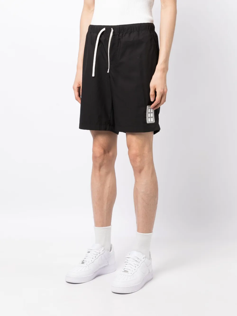 Shop Romeo Hunte Logo-patch Cotton Shorts In Black