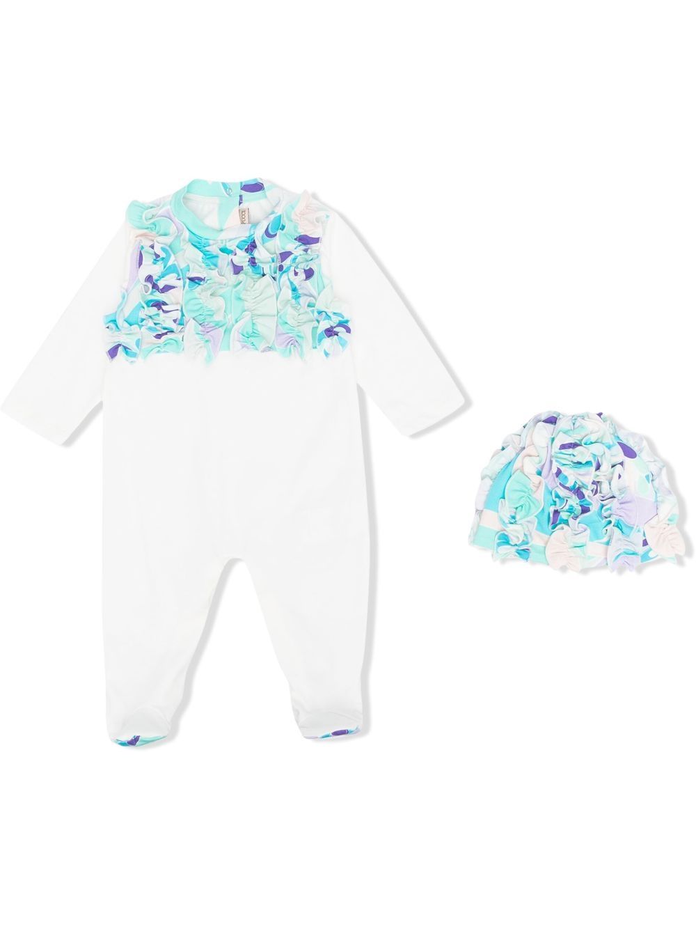 

PUCCI Junior set de mameluco con detalle de volantes - Blanco