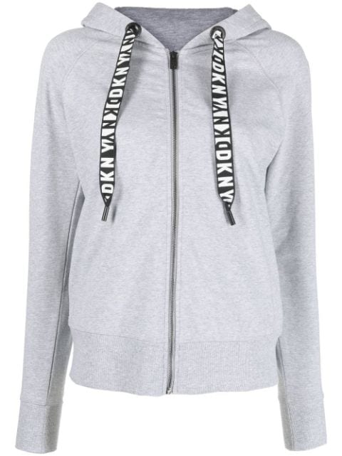 DKNY logo-drawstring zip-up hoodie