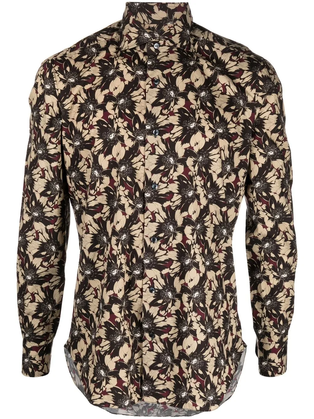 

Barba camisa con botones y estampado floral - Marrón