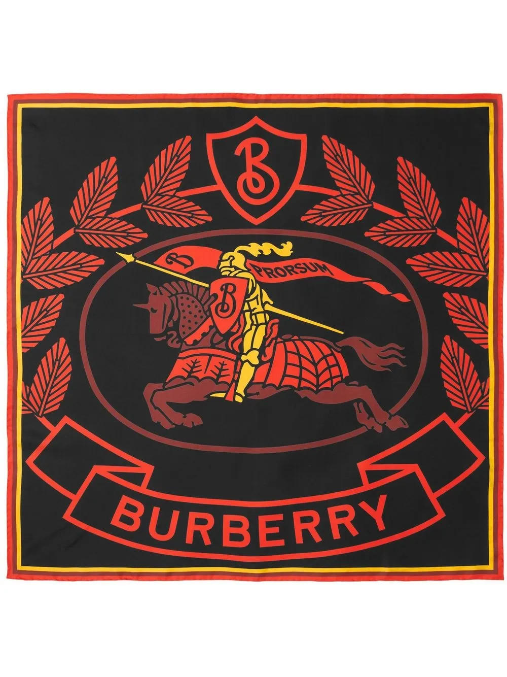 

Burberry mascada de seda con logo estampado - Negro