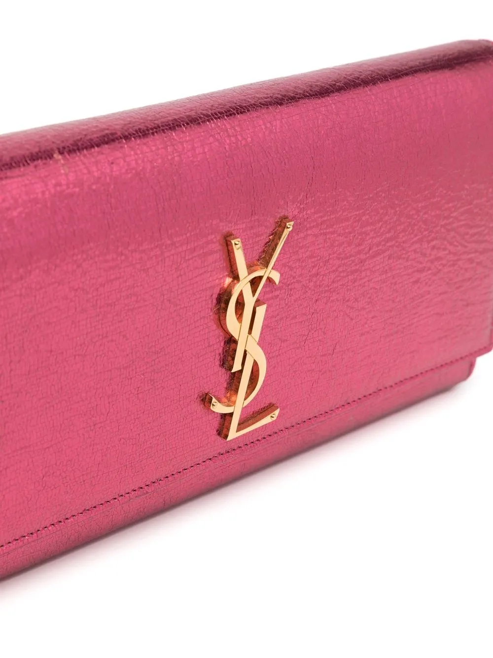 Preowned Saint Laurent Metallic Finish Continental Wallet In Pink ModeSens