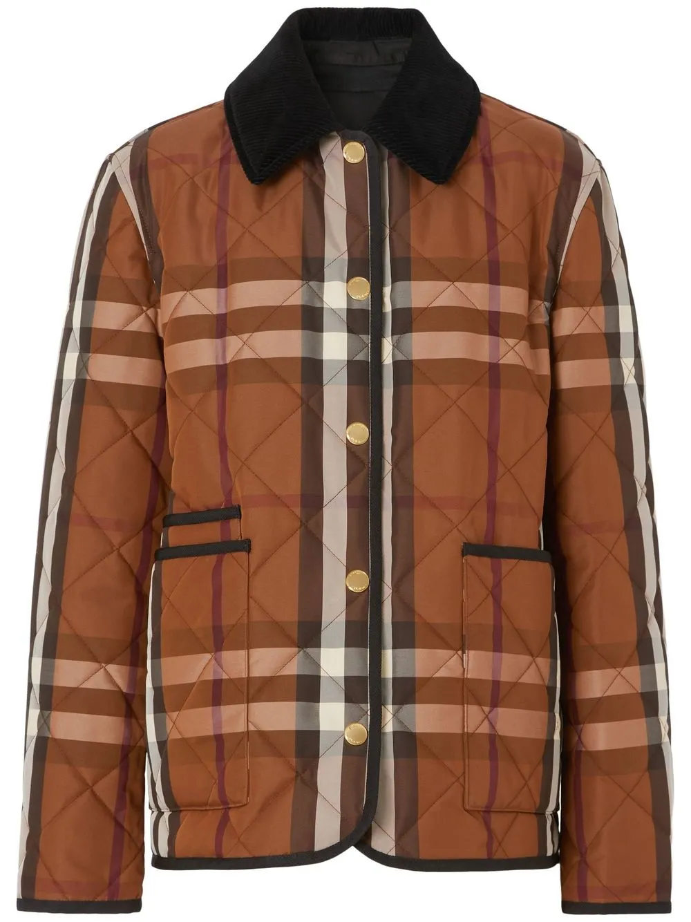 

Burberry checked diamond-quilted fitted jacket - Brown