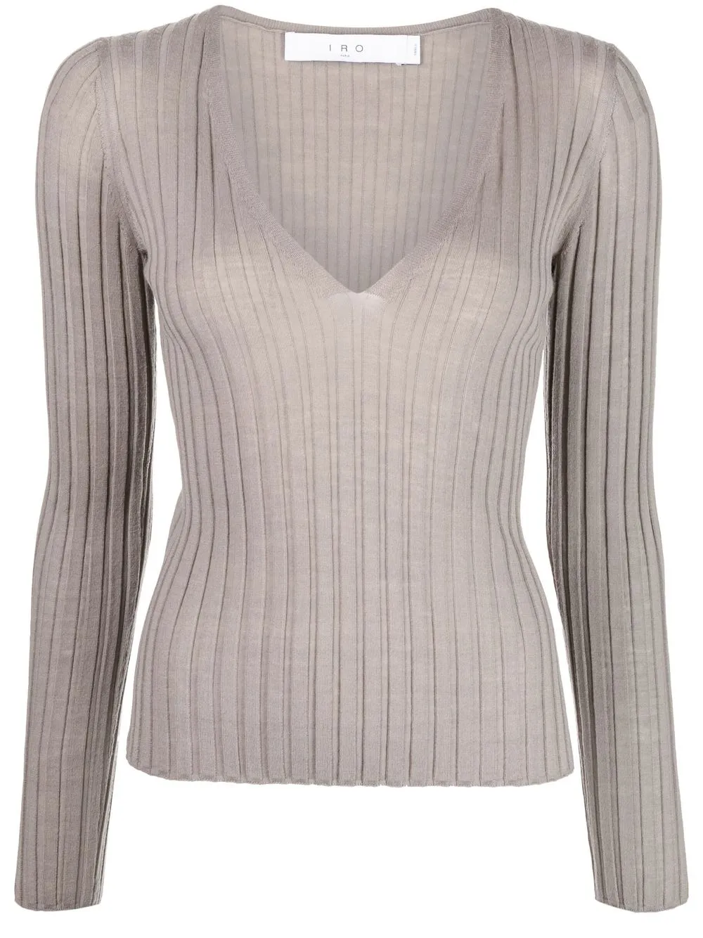 

IRO V-neck ribbed long-sleeve top - Brown