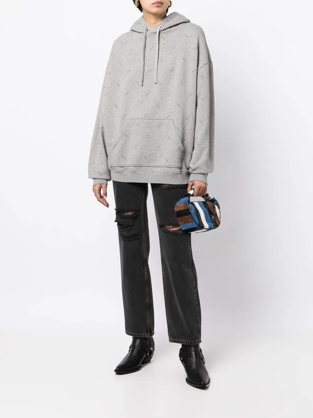IRO Hoodie met logoprint - Grijs