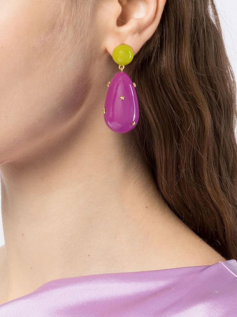 Shop Eshvi Two-tone Drop Earrings In Purple