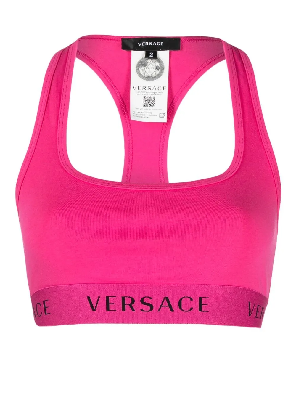 

Versace bra deportivo con banda del logo - Rosado