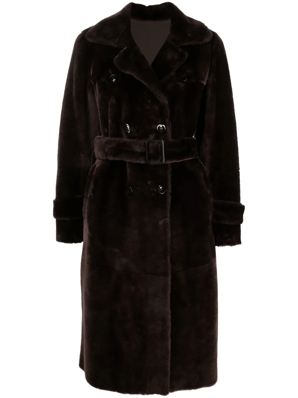 

Suprema shearling belted-waist coat - Brown