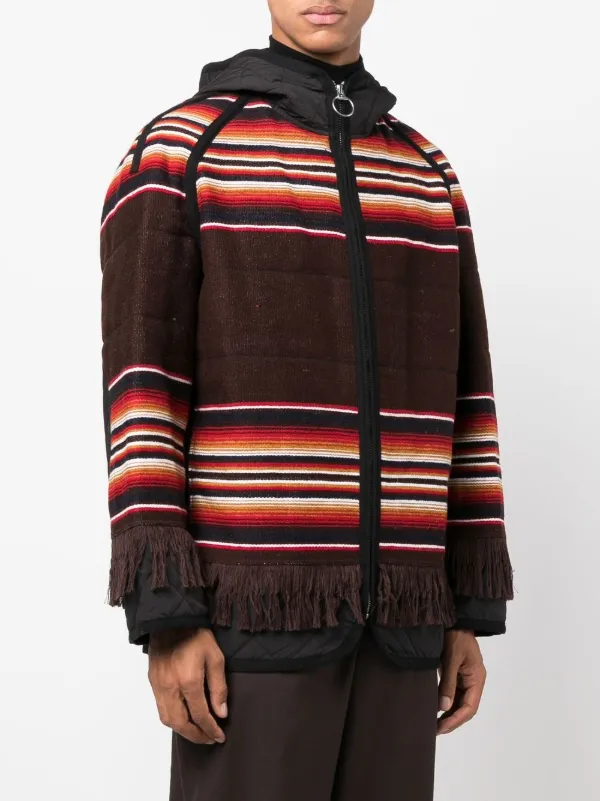 Junya Watanabe MAN stripe-design Fringed Padded Jacket - Farfetch