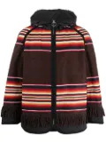 Junya Watanabe MAN stripe-design fringed padded jacket - Brown