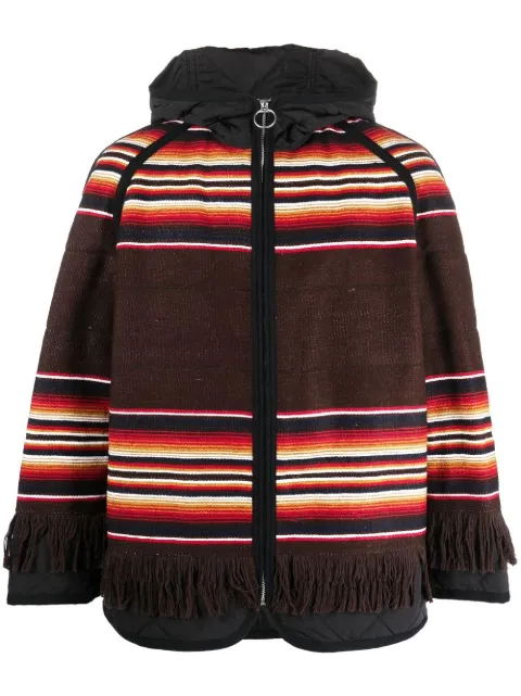 Junya Watanabe MAN stripe-design fringed padded jacket