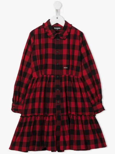 DSQUARED2 KIDS check-pattern long-sleeve dress 