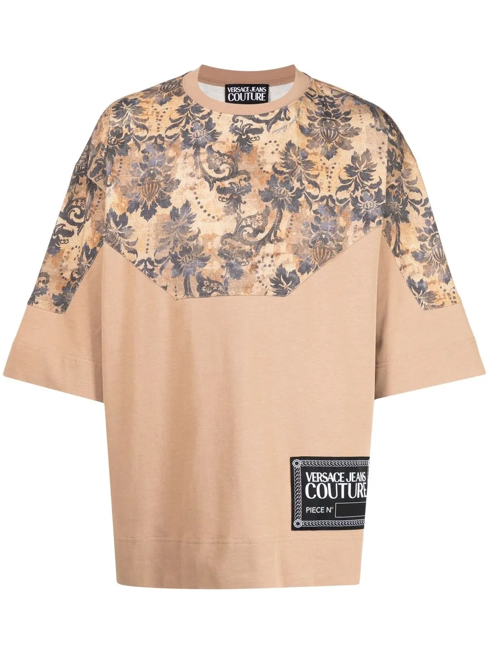 

Versace Jeans Couture panelled logo-patch T-shirt - Brown