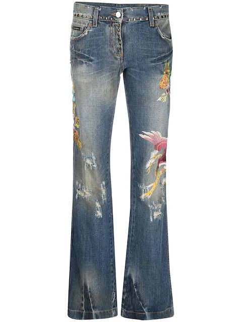 Dolce & Gabbana Pre-Owned 2000s embroidered bootcut jeans