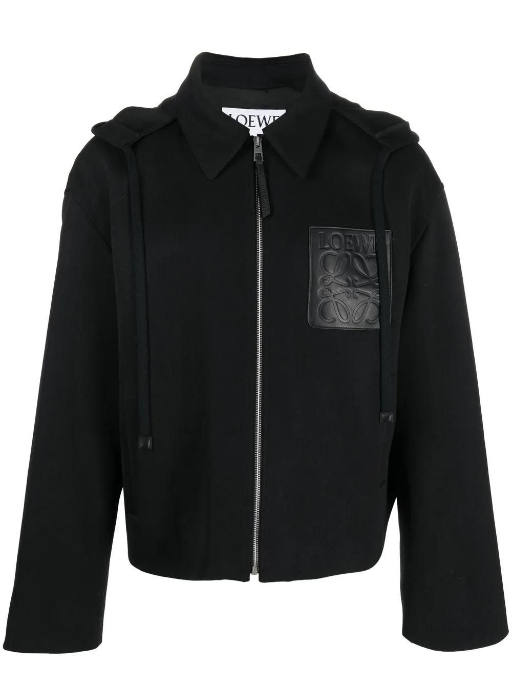 

LOEWE logo-patch hooded jacket - Black