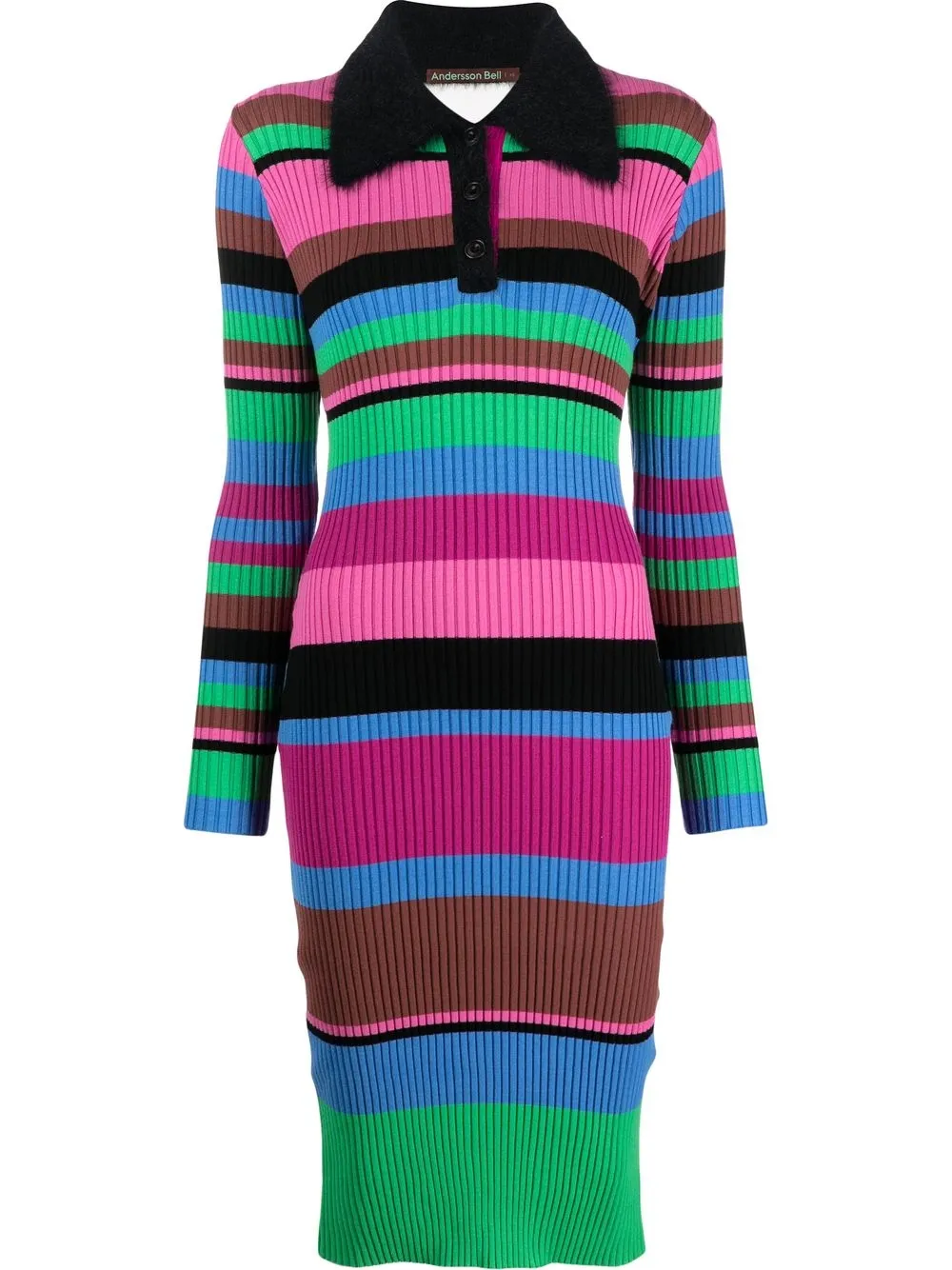 

Andersson Bell colour-block rib-knit polo dress - Pink