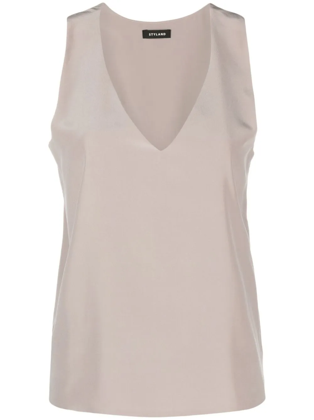 Shop Styland V-neck Silk Vest Top In Nude