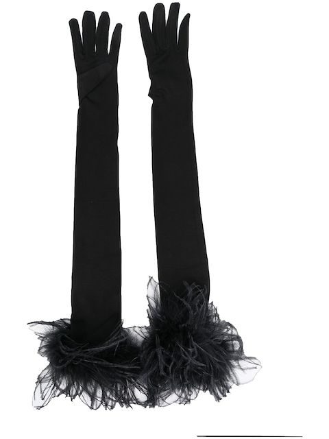 STYLAND feather-trim gloves