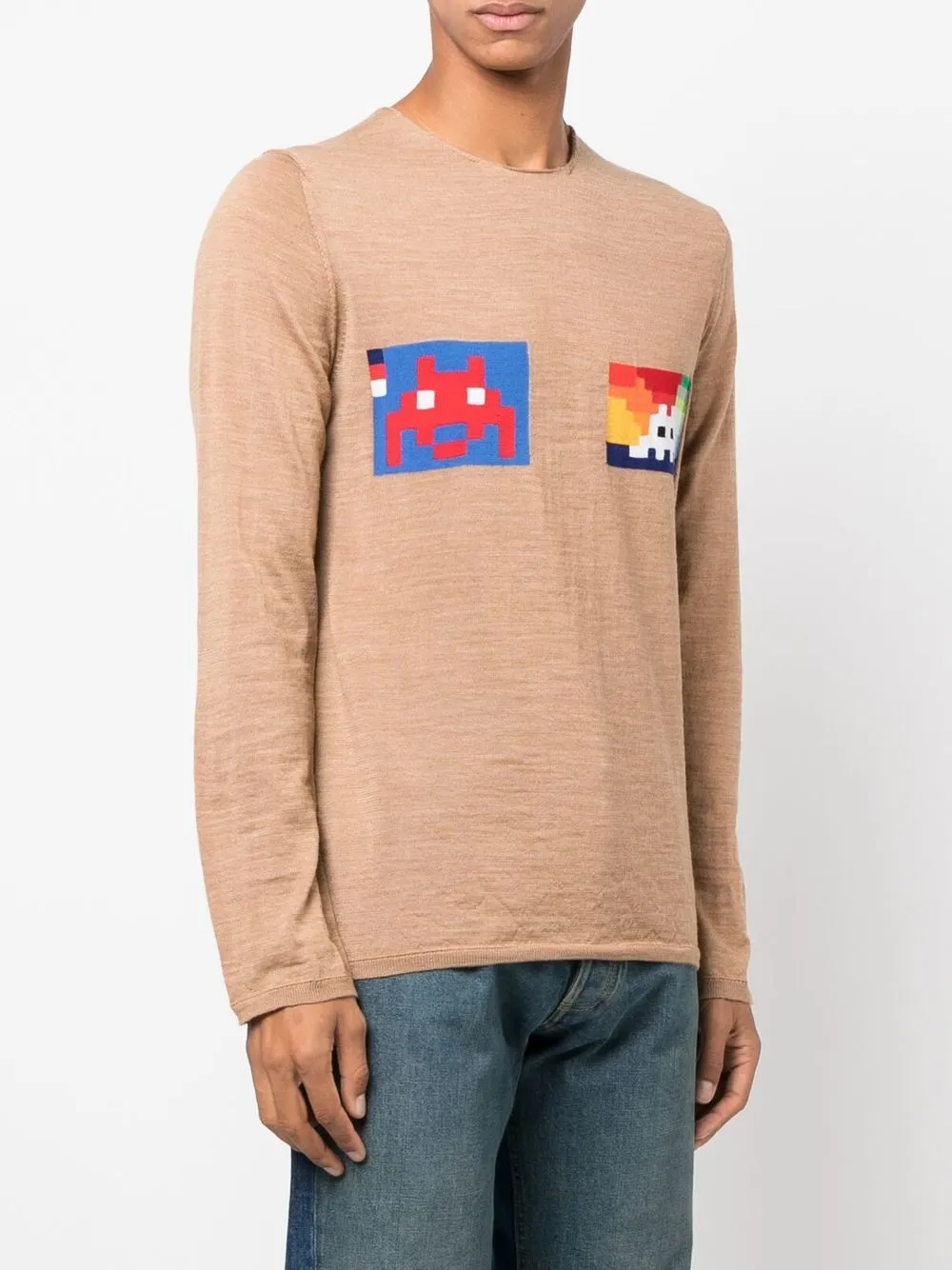 graphic-print round-neck jumper