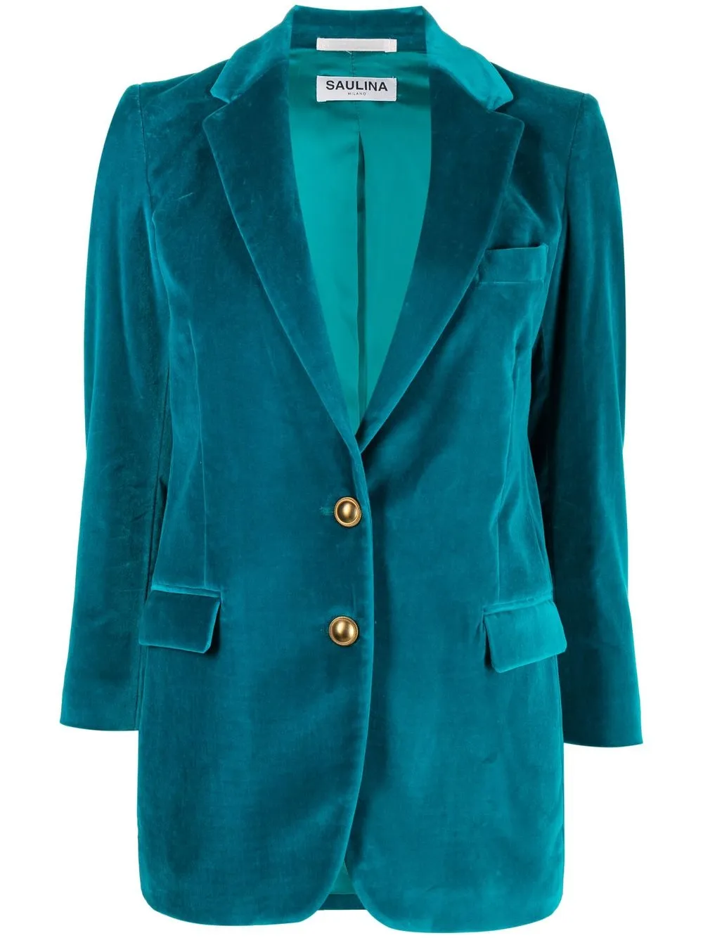 

SAULINA velvet single-breasted blazer - Blue