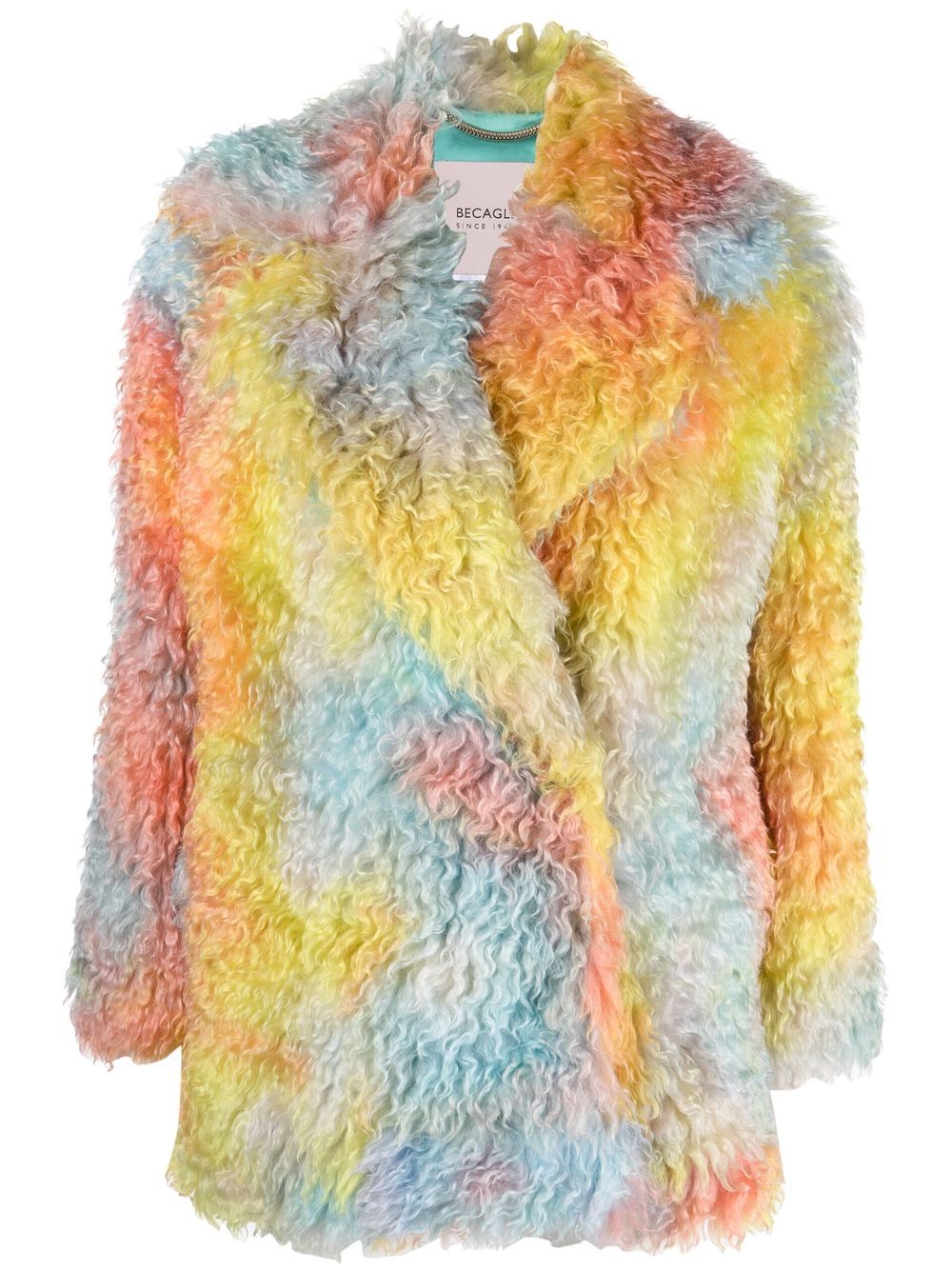 tie-dye faux-shearling coat