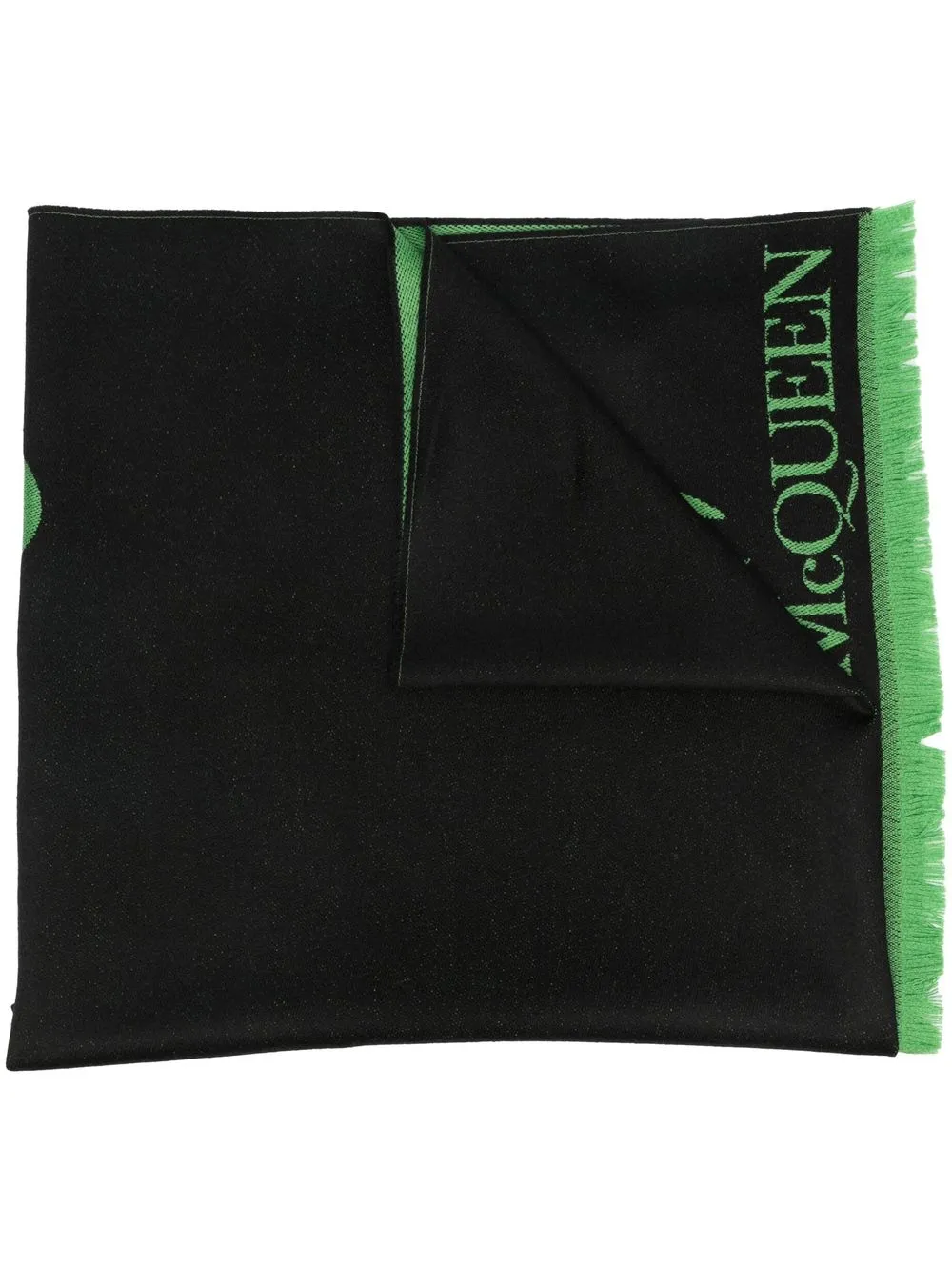 

Alexander McQueen mushroom & skull wool scarf - Green