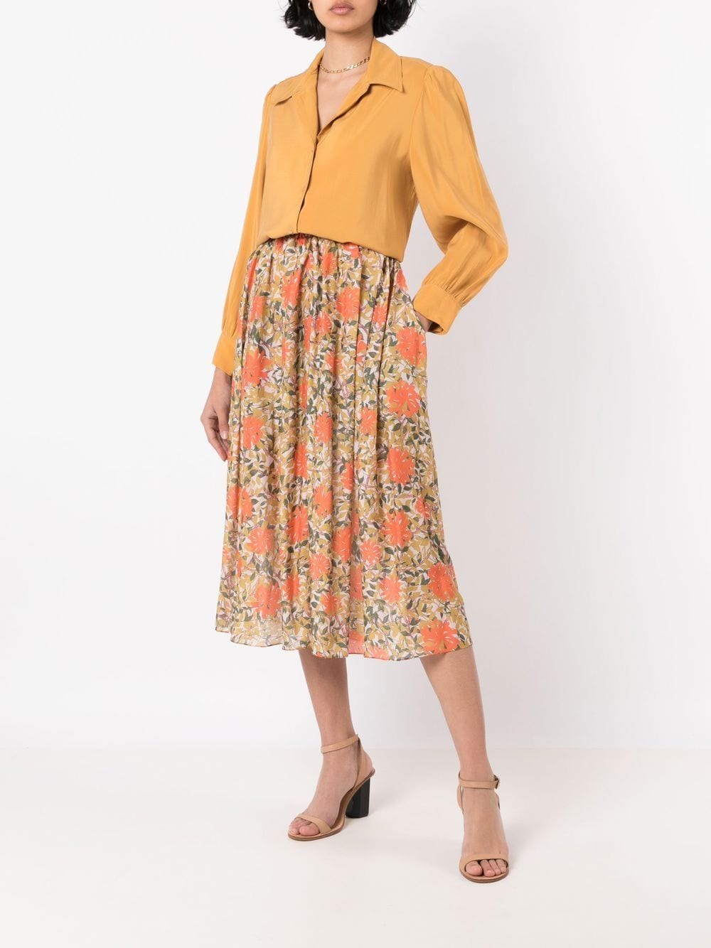 Shop Clube Bossa Pavlova Floral-print Skirt In Orange