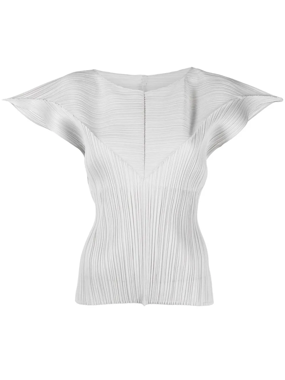 

Pleats Please Issey Miyake cap-sleeve plisse top - Grey