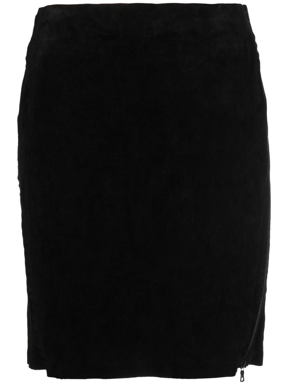 stitch-detail leather skirt