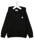Golden Goose Kids logo-patched zipped hood - Black