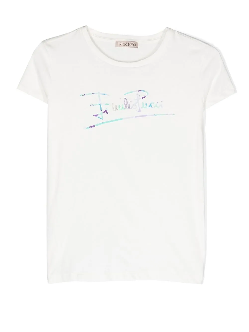 

PUCCI Junior playera manga corta con logo estampado - Blanco