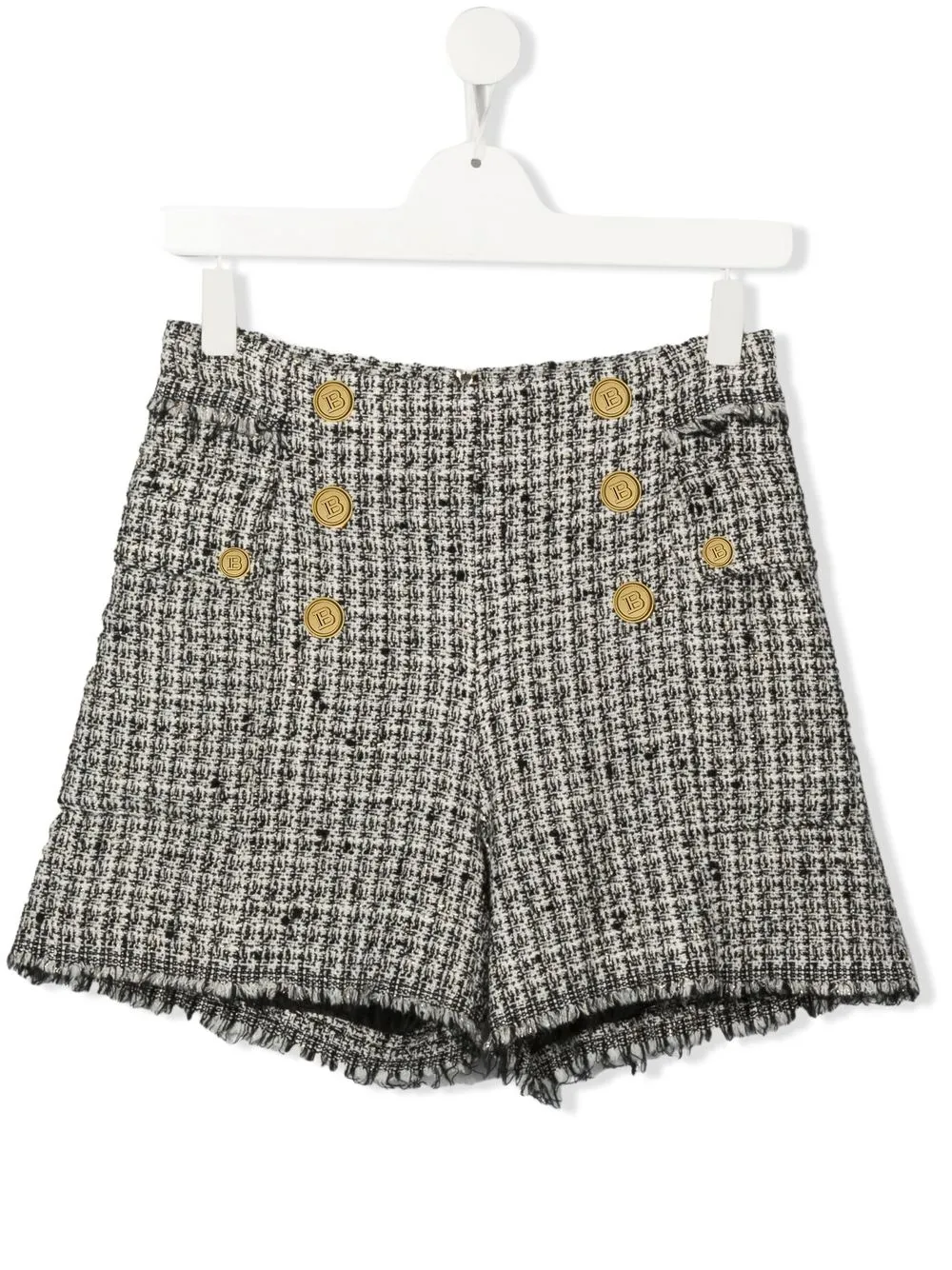 

Balmain Kids TEEN frayed tweed shorts - Black