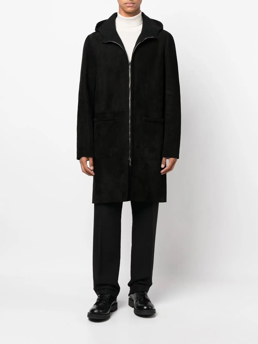 Salvatore Santoro Sune Hooded Suede Coat Farfetch