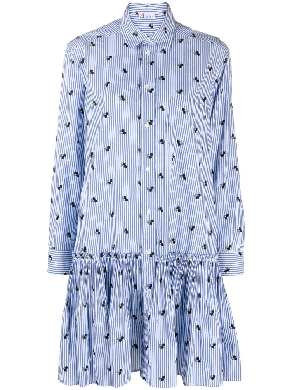 

RED Valentino vestido camisero con cerezas estampadas - Azul