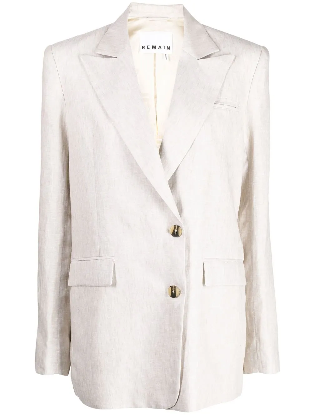 

REMAIN single-breasted linen blazer - Neutrals