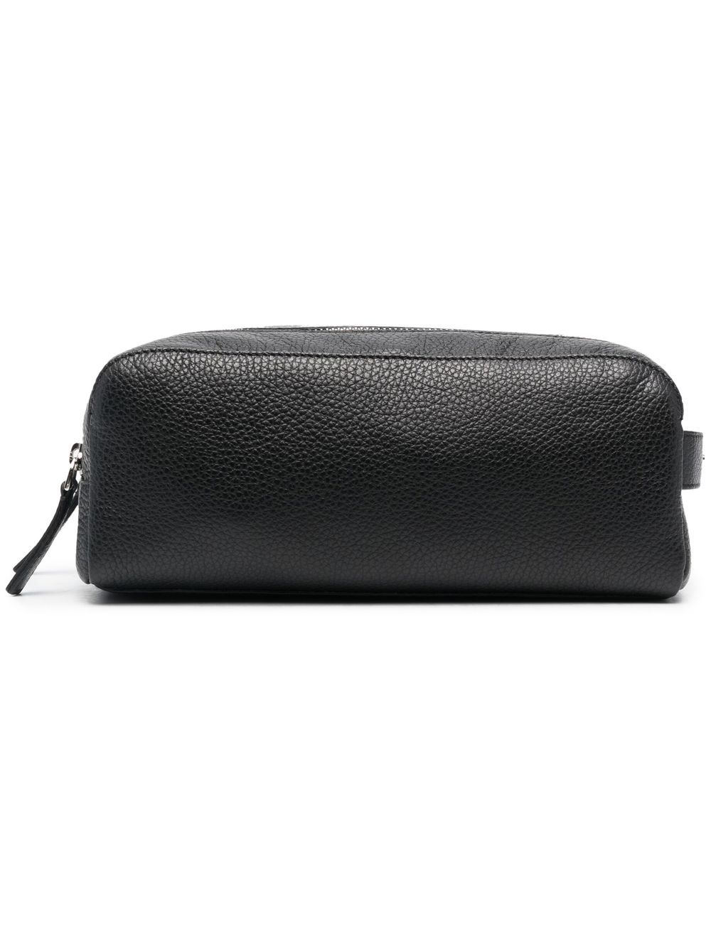 Orciani double-compartment leather wash bag - Black