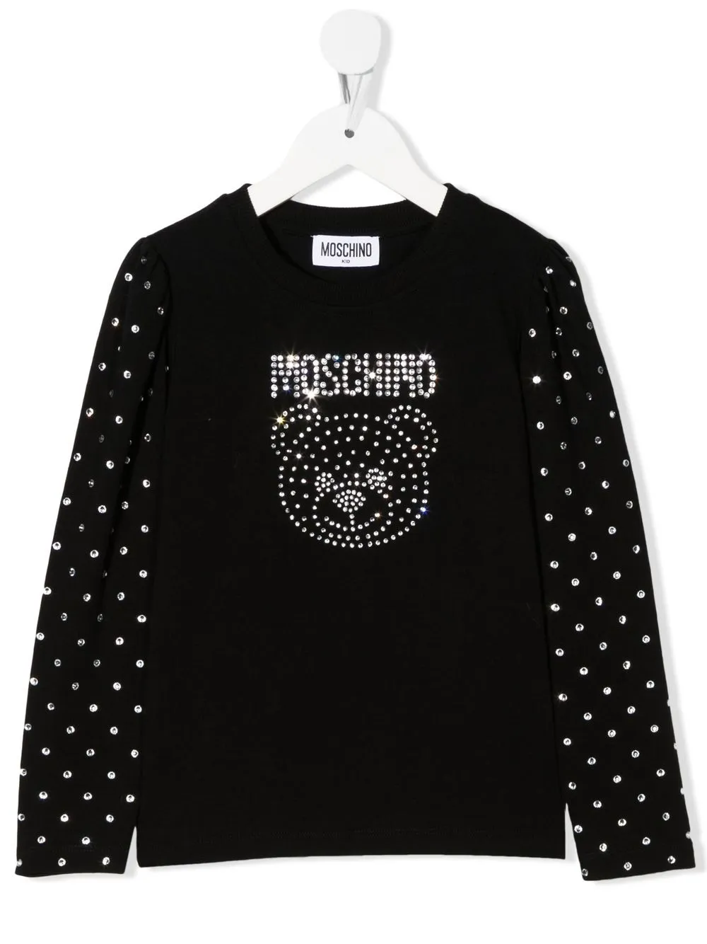 

Moschino Kids playera manga larga con logo de strass - Negro