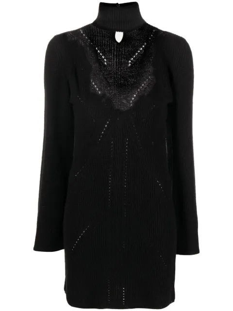 Blumarine lace-trim knitted jumper dress