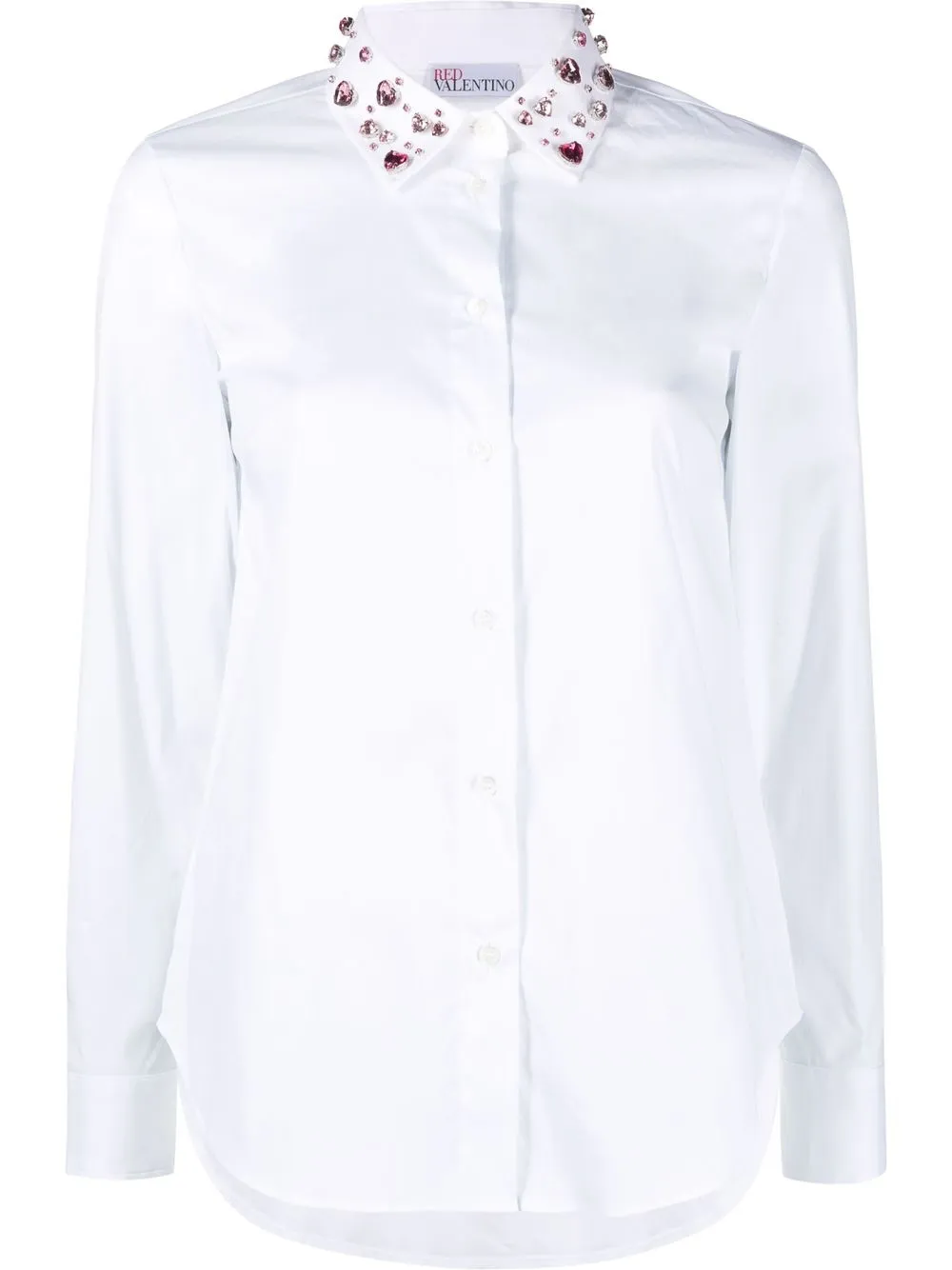 

RED Valentino camisa con cuello de strass - Blanco