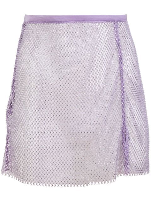 Fleur Du Mal crystal-embellished fishnet skirt