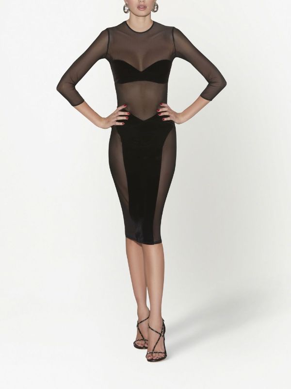 Fleur Du Mal mesh-panel Mock Neck Bodysuit - Farfetch