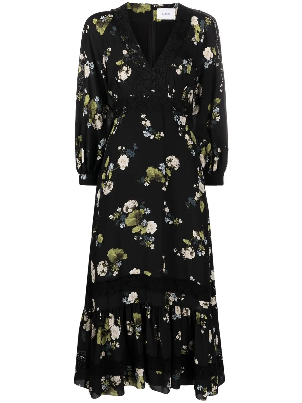 

Erdem vestido midi Magdalene con estampado floral - Negro