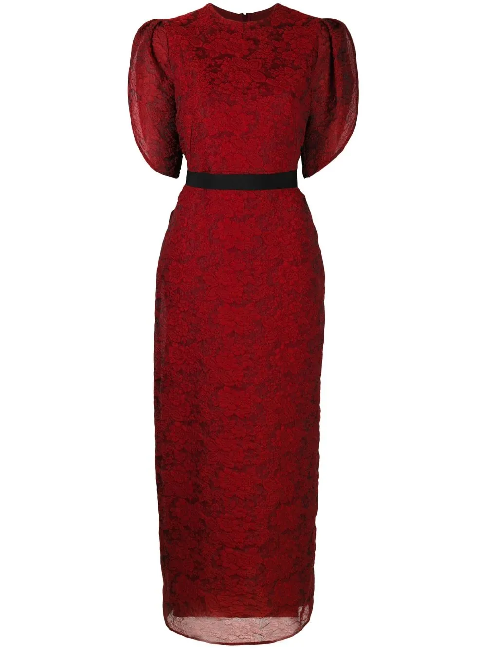 

Erdem Asteria cloqué-effect puff-sleeve midi dress - Red
