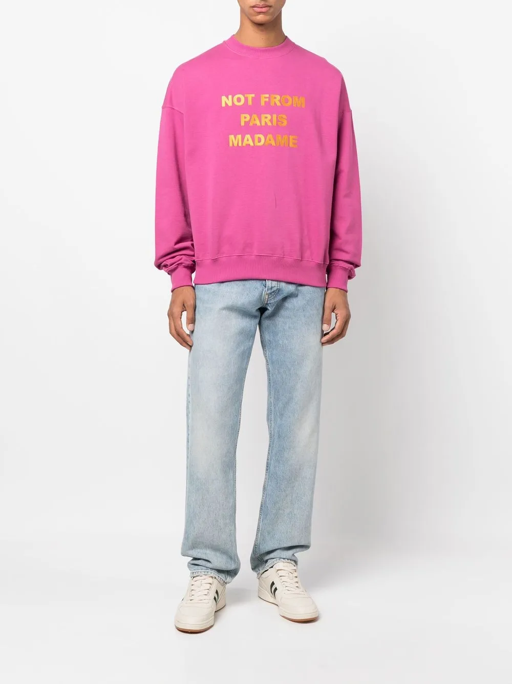Drôle De Monsieur Sweater met geborduurde tekst - Paars