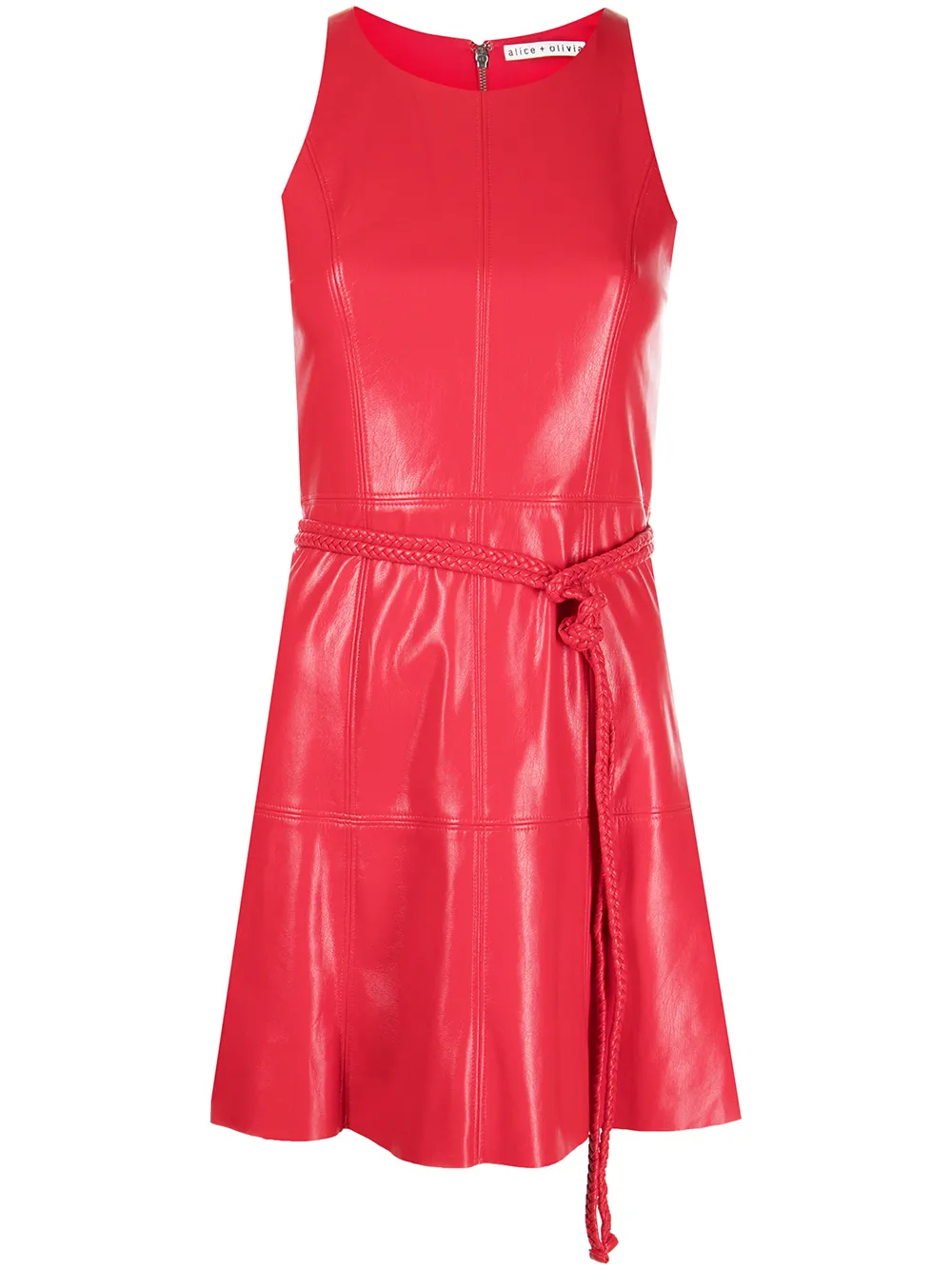 

alice + olivia Leandra vegan-leather mini dress - Red