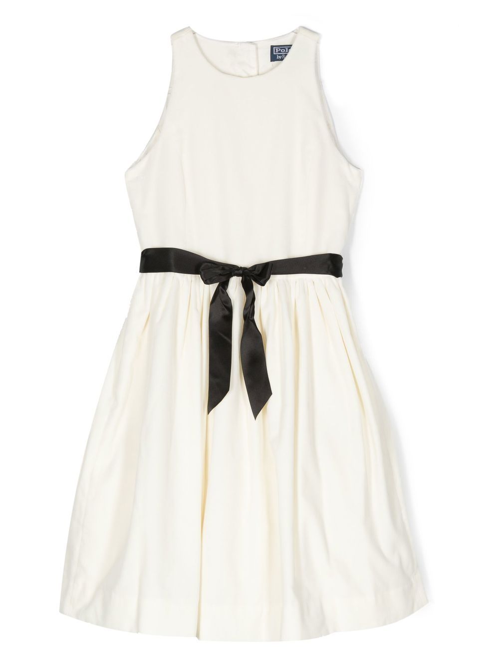Ralph Lauren Kids' Cotton Bow-detail Dress In Neutrals