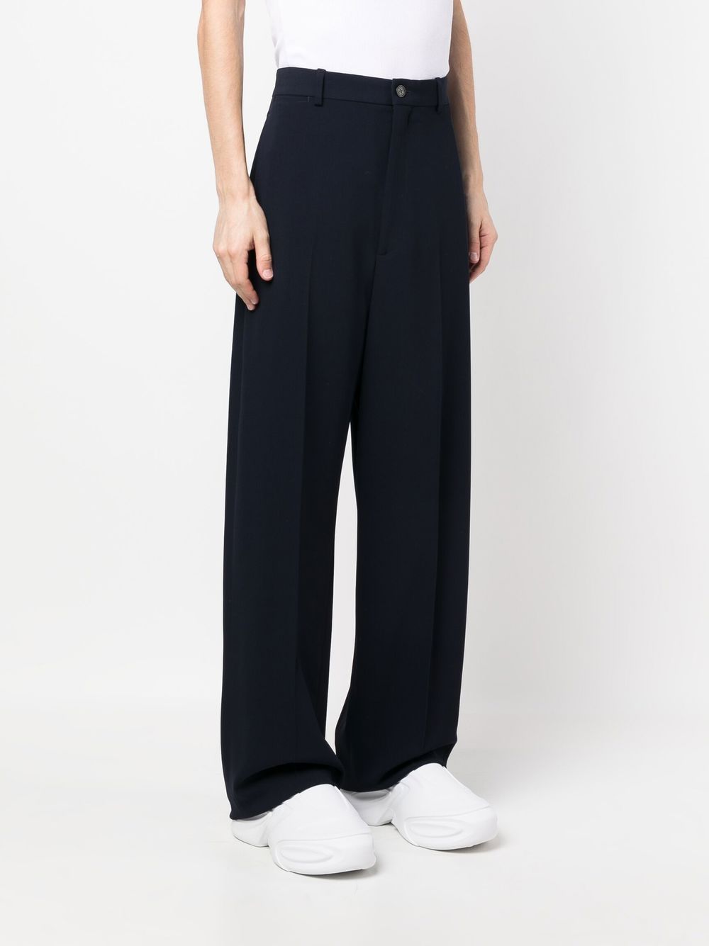 Shop Balenciaga Large-fit Tailored Trousers In Blue