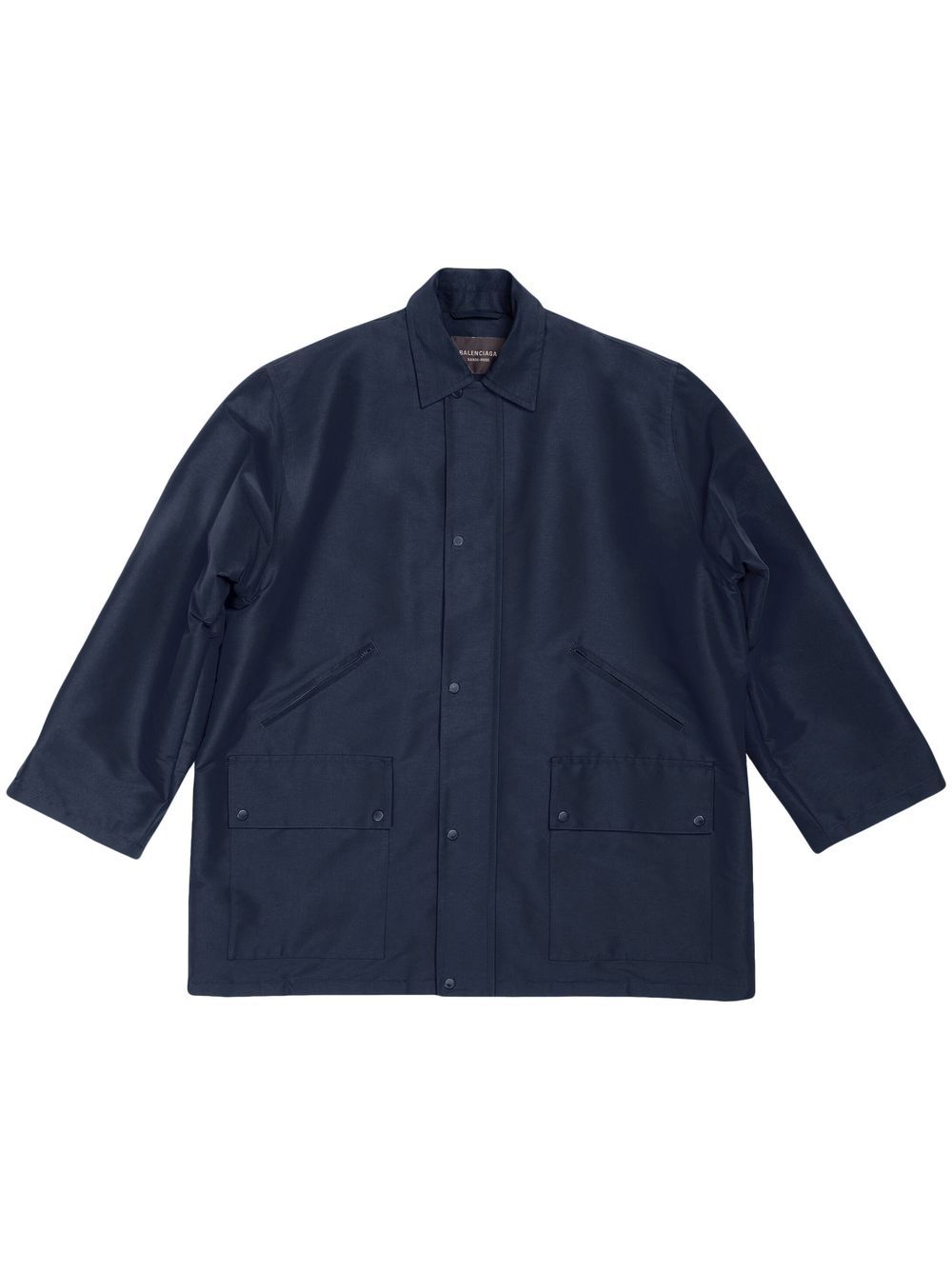 Balenciaga Button-up Parka Jacket In Navy