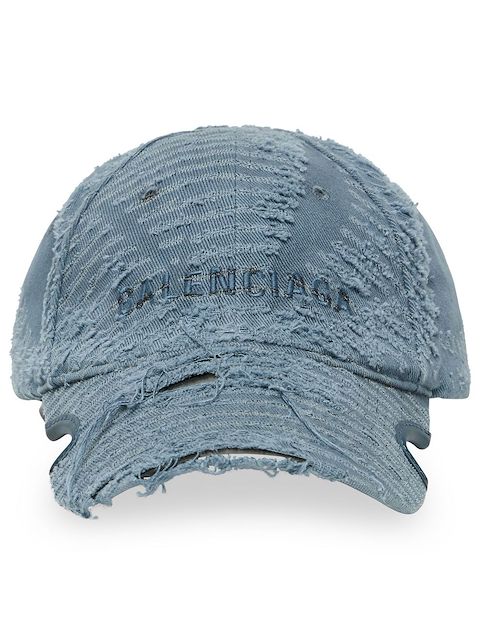 Balenciaga embroidered-logo distressed cap 