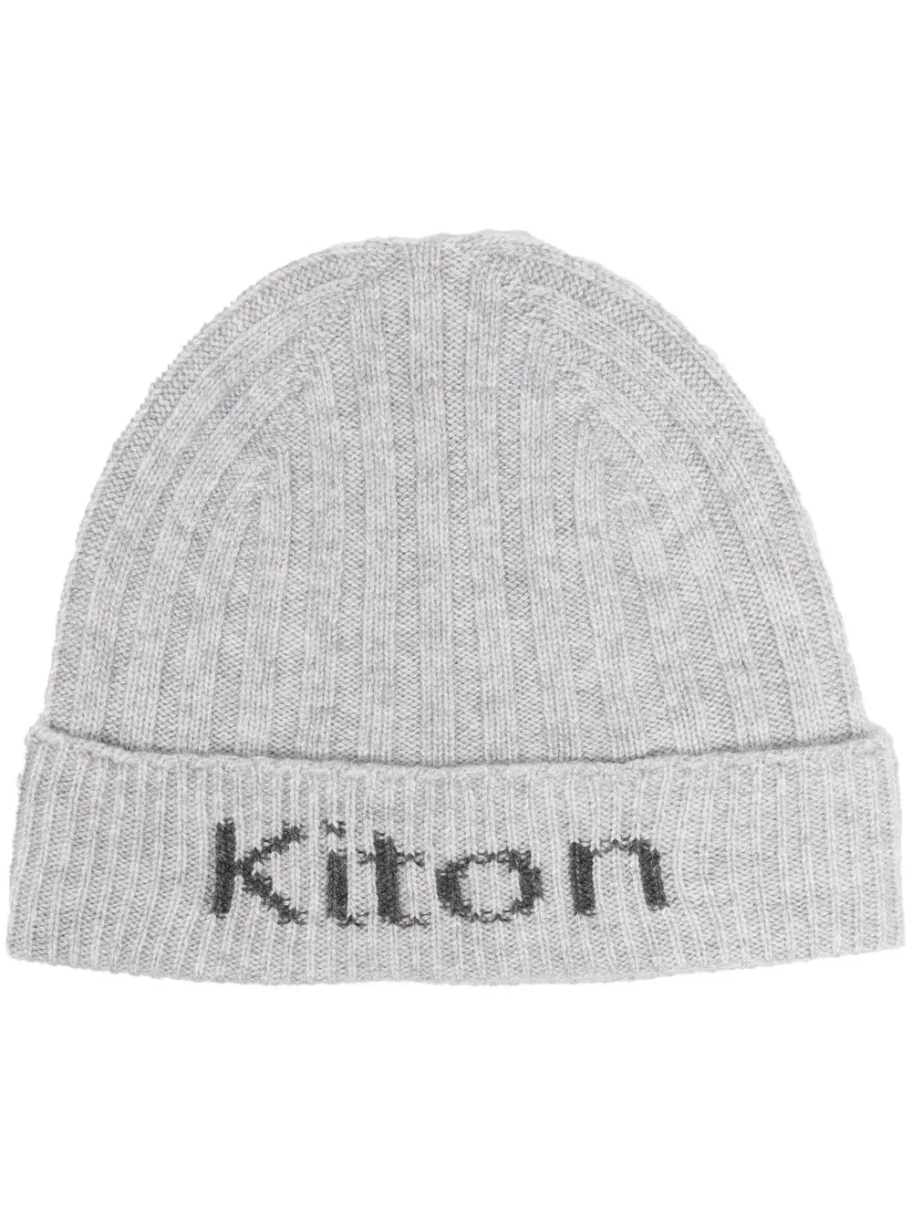 

Kiton logo-intarsia knit cashmere beanie - Grey